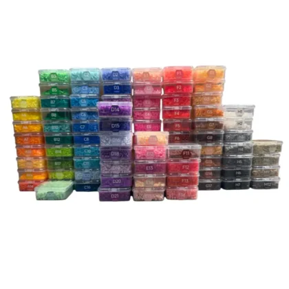 Meltbeads 96 colors fuse beads kit organized in a transparent storage box
