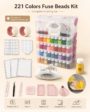 Meltbeads 221 colors mini fuse beads kit with labeled bottles and tools