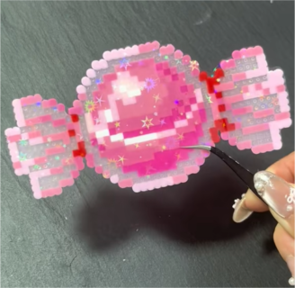 Anime-inspired fuse bead pixel art design